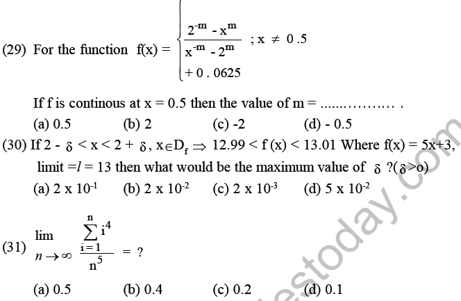 JEE Mathematics Limits Continuity And Differentiability MCQs Set B ...